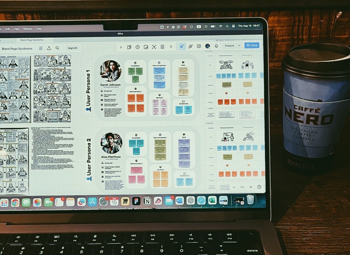 Enjoying coffee while working on TaskTide's Project
